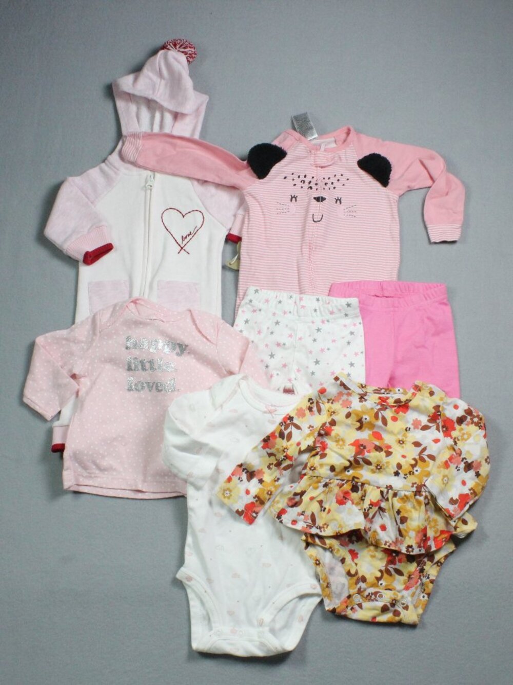 Baby Girl Clothes Lot 7pc 3M Carter's Gerber ED Ellen DeGeneres New & Used